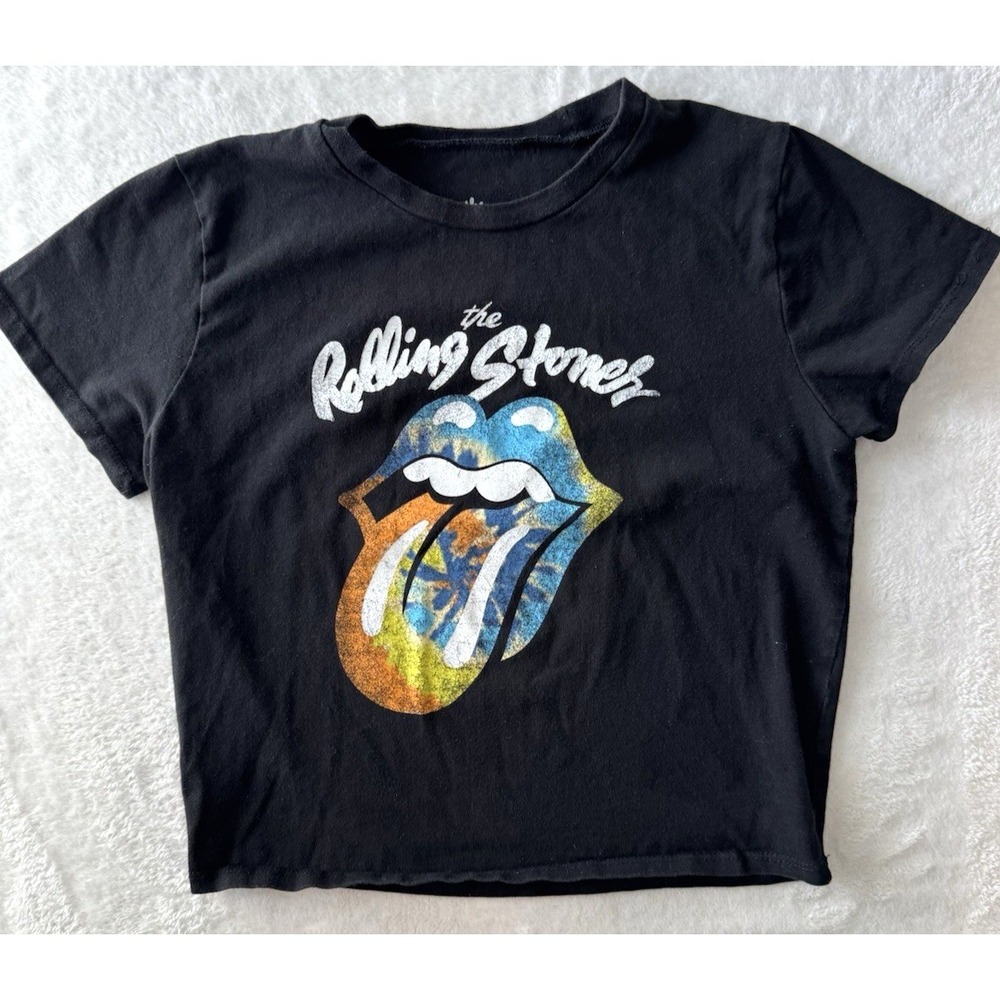 The Rolling Stones Psychedelic Crop Top Short Sleeve T-Shirt‎ Large *Runs Small*